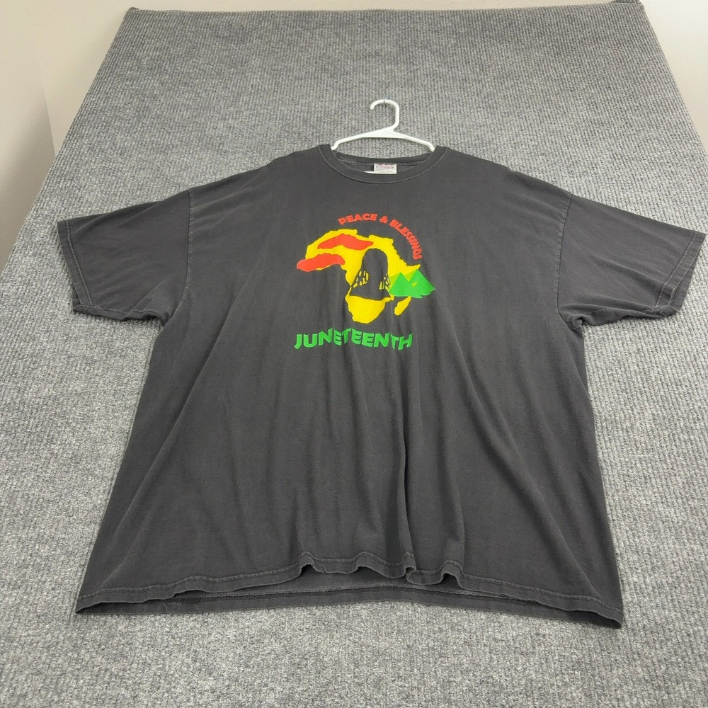 Vintage T Shirt Men 3XL Black Cotton Juneteenth Peace & Blessings Graphic Casual